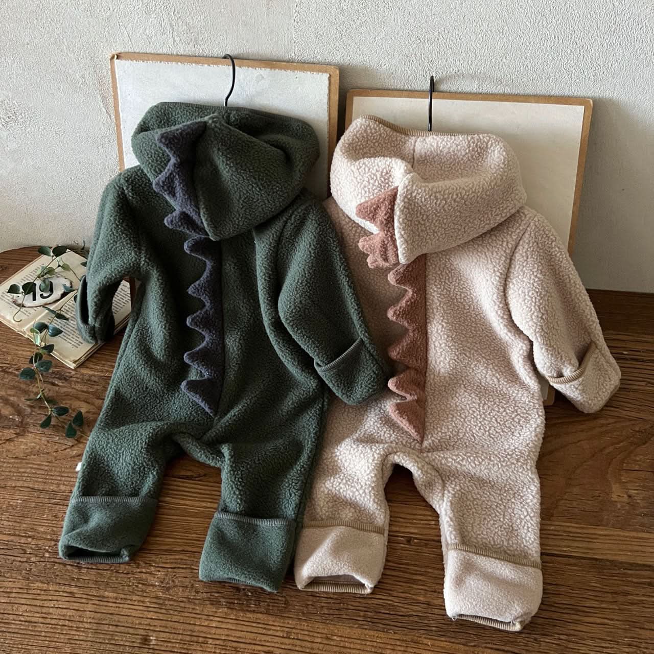 Baby Fleece Dinosaur Hooded Jumpsuit (6 - 24m) - 2 Colors kids outfit