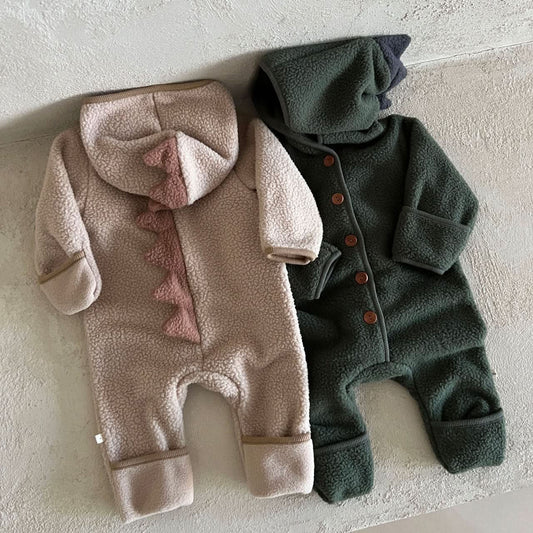 Baby Fleece Dinosaur Hooded Jumpsuit (6 - 24m) - 2 Colors kids outfit