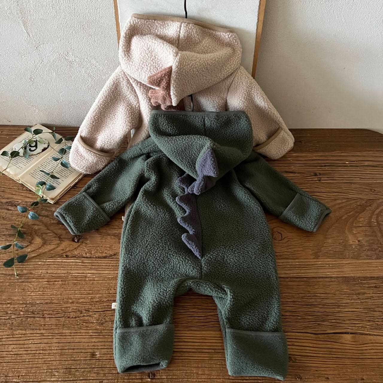 Baby Fleece Dinosaur Hooded Jumpsuit (6 - 24m) - 2 Colors kids outfit