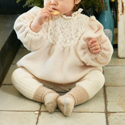 Baby Floral Lace Yoke Bubble Romper (3 - 18m) - 2 Colors kids outfit