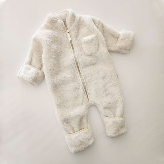 Baby Fluffy Fleece One-Piece (3-10m) - Milk White kids outfit