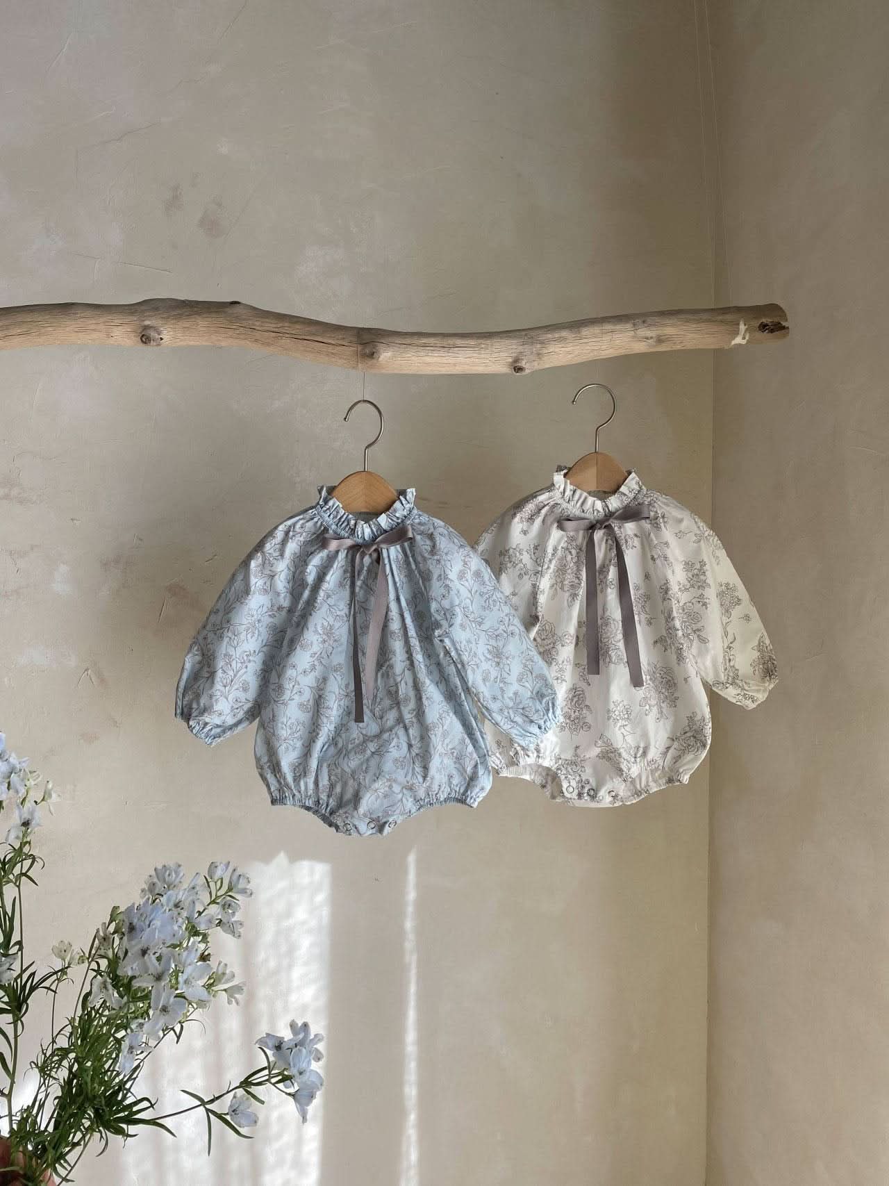 Baby Frill Neck Bow Detail Botanic Romper (6 - 18m) - 2 Colors kids outfit