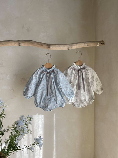 Baby Frill Neck Bow Detail Botanic Romper (6 - 18m) - 2 Colors kids outfit