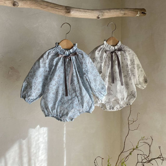 Baby Frill Neck Bow Detail Botanic Romper (6 - 18m) - 2 Colors kids outfit