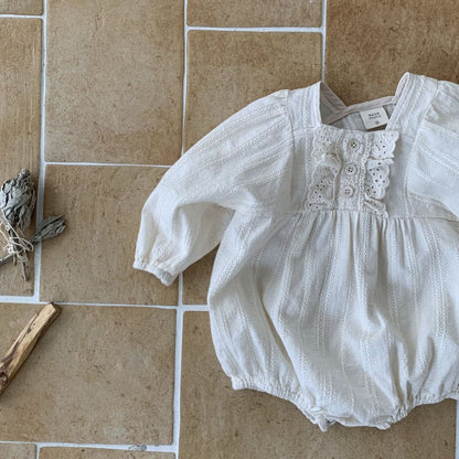 Baby Front Ruffle Lace Trim Romper (3 - 18m) - 2 Colors kids outfit