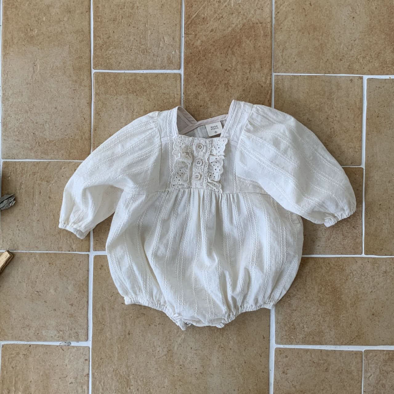 Baby Front Ruffle Lace Trim Romper (3 - 18m) - 2 Colors kids outfit
