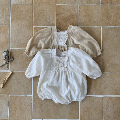 Baby Front Ruffle Lace Trim Romper (3 - 18m) - 2 Colors kids outfit