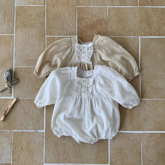 Baby Front Ruffle Lace Trim Romper (3 - 18m) - 2 Colors kids outfit