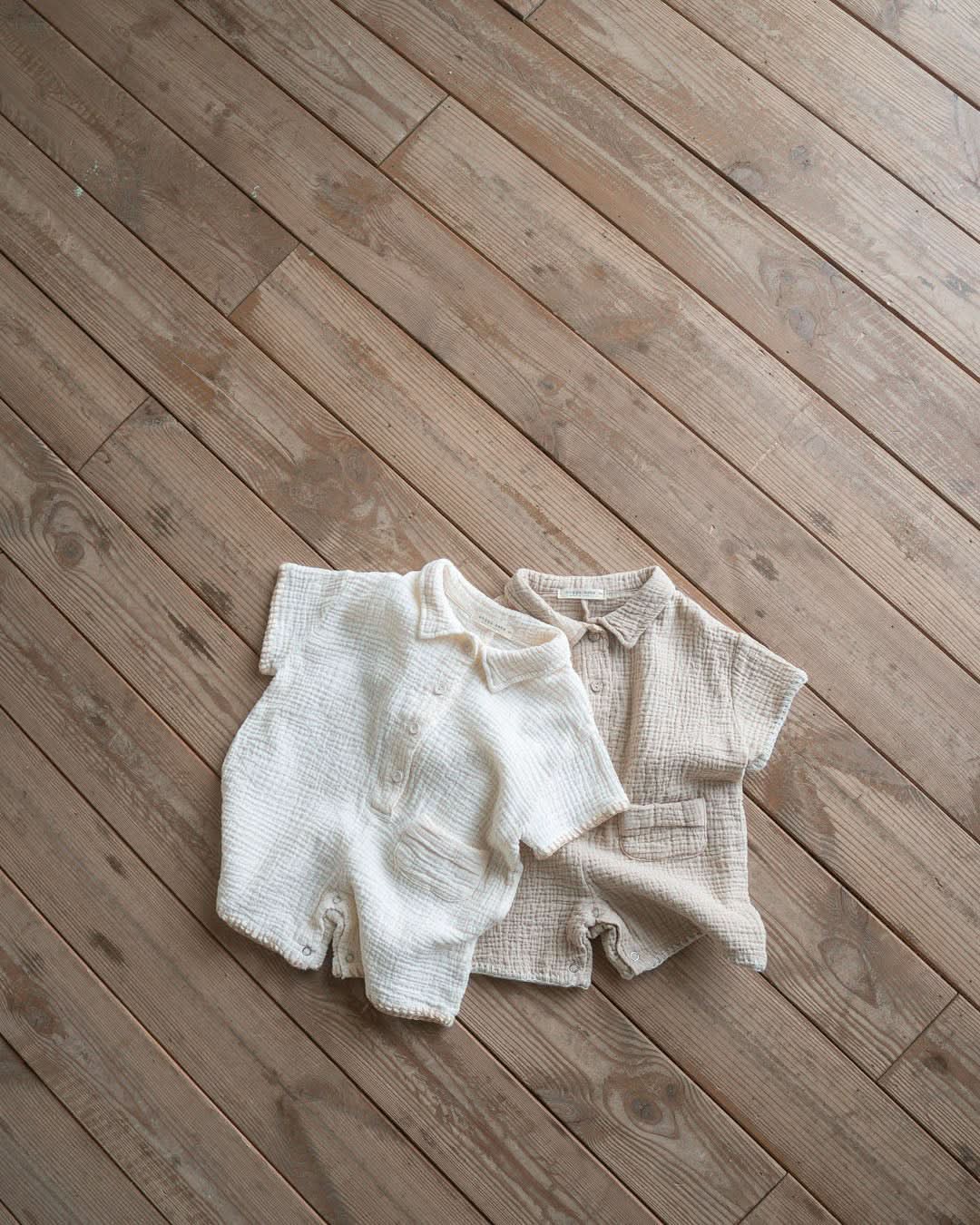 Baby Gauze Cottone Collar Jumpsuit (3 - 12m) - 2 Colors kids outfit