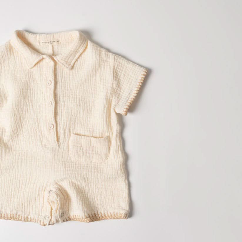 Baby Gauze Cottone Collar Jumpsuit (3 - 12m) - 2 Colors kids outfit
