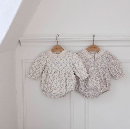 Baby Lace Detail Soft Brushed Fabric Romper (3m - 18m) - 2 Colors kids outfit