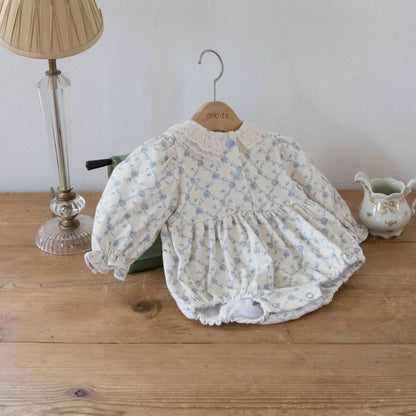 Baby Lace Detail Soft Brushed Fabric Romper (3m - 18m) - 2 Colors kids outfit