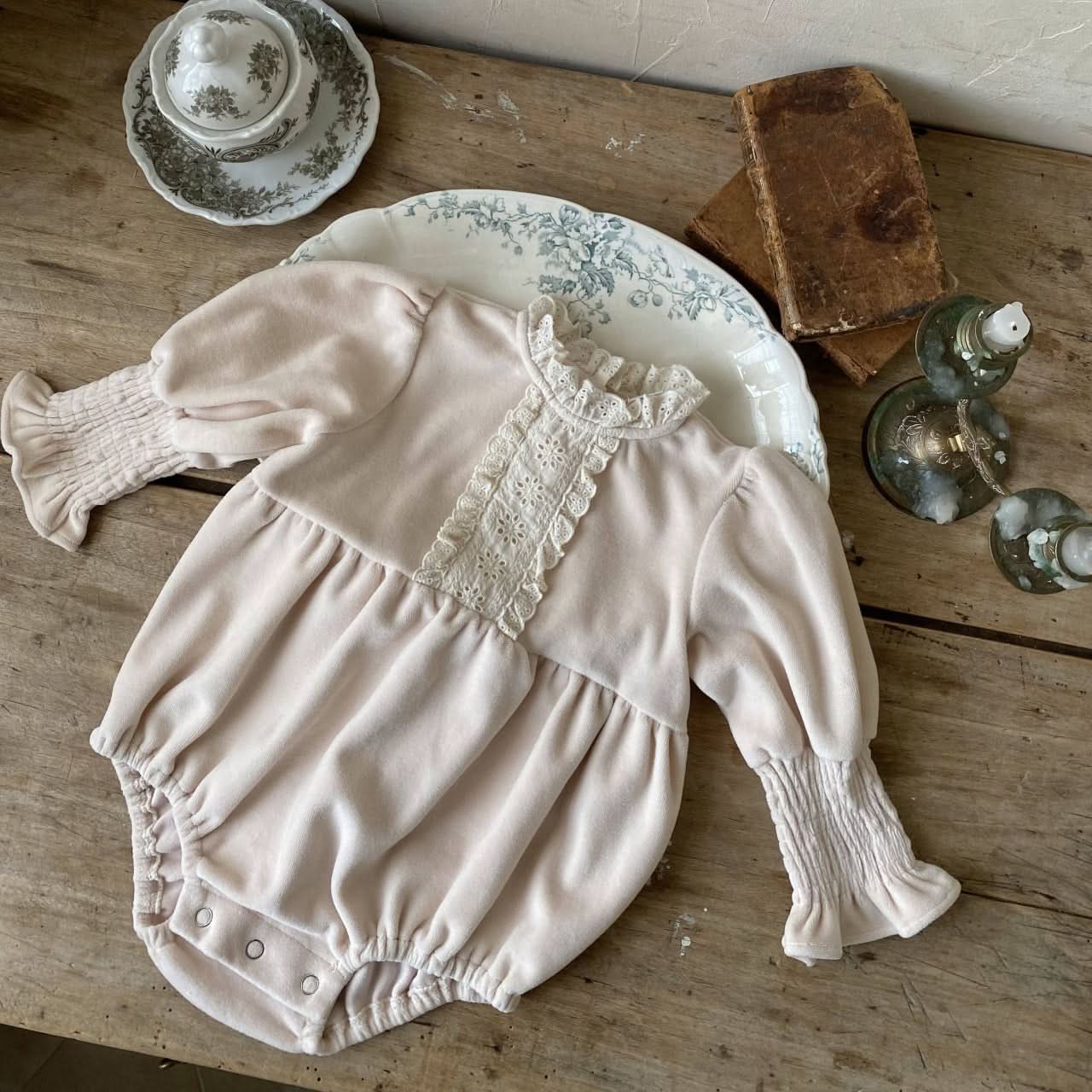 Baby Lace Neck Romper (6 - 24m) - Ivory kids outfit