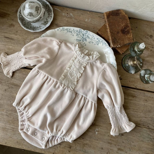 Baby Lace Neck Romper (6 - 24m) - Ivory kids outfit