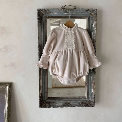 Baby Lace Neck Romper (6 - 24m) - Ivory kids outfit