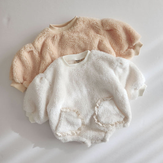 Baby Lace Pocket Fleece Romper (3m - 18m) - 2 Colors kids outfit