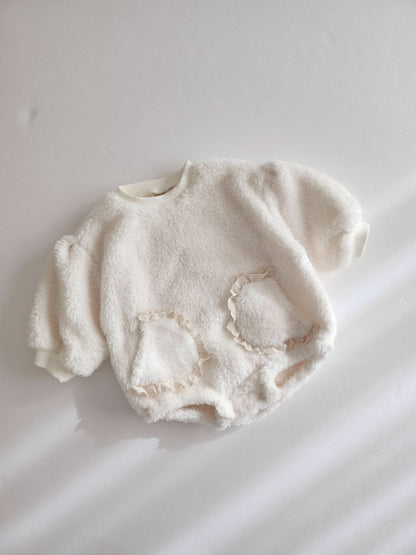 Baby Lace Pocket Fleece Romper (3m - 18m) - 2 Colors kids outfit