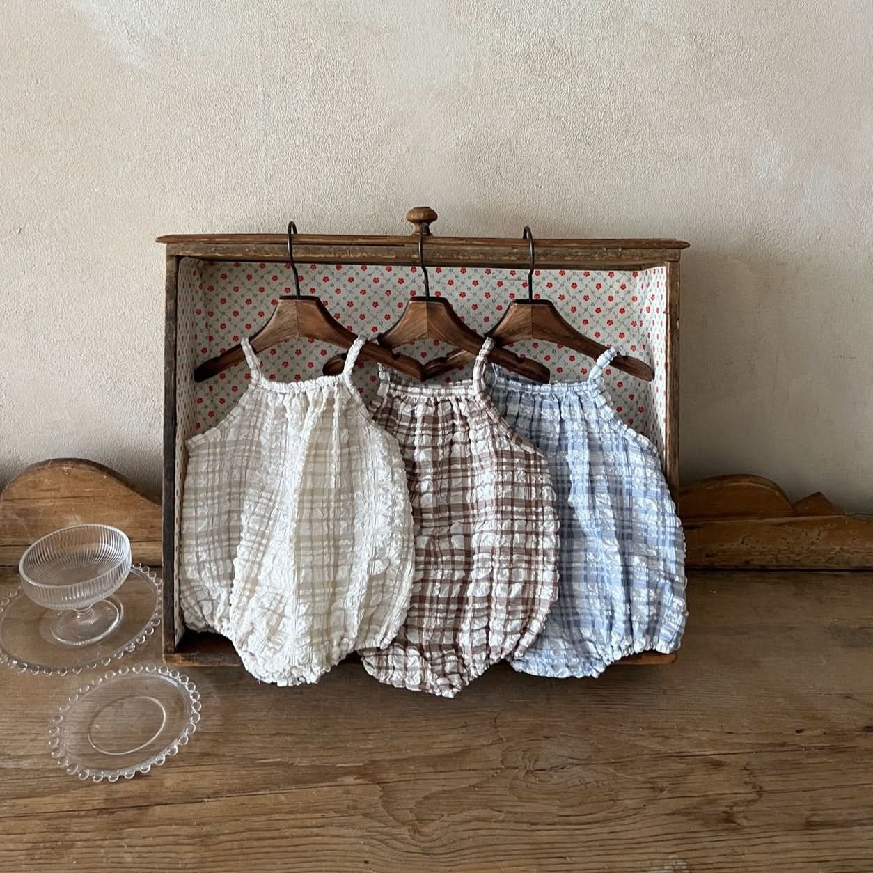 Baby Lala Cool Plaid Print Sleeveless Romper (0 - 24m) - 3 Colors kids outfit