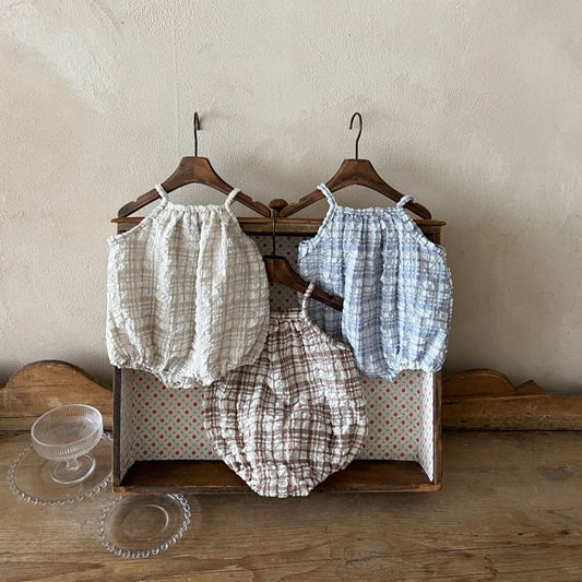 Baby Lala Cool Plaid Print Sleeveless Romper (0 - 24m) - 3 Colors kids outfit
