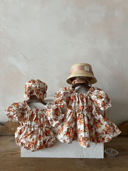Baby Lala Floral Short Puff Sleeve Romper (0 - 18m) - 2 Colors kids outfit