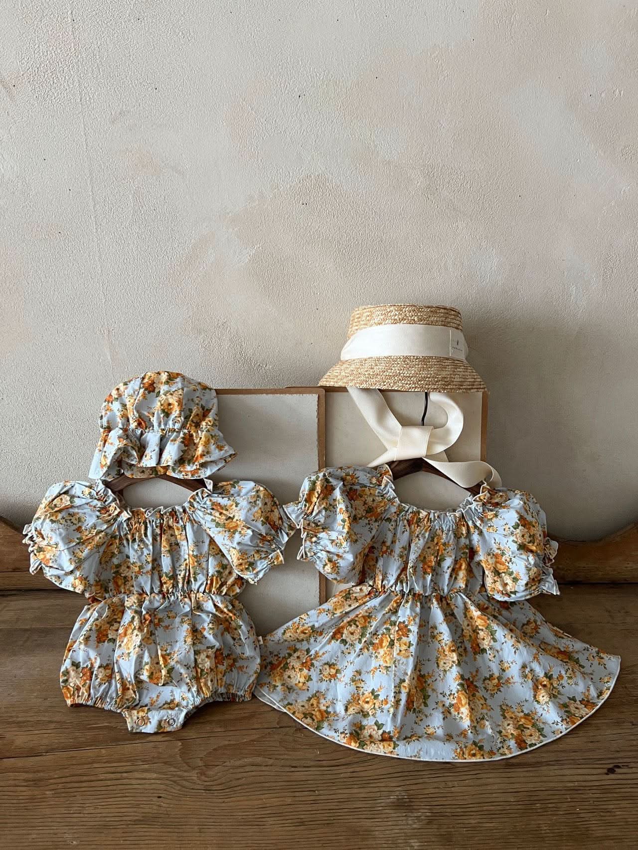 Baby Lala Floral Short Puff Sleeve Romper (0 - 18m) - 2 Colors kids outfit