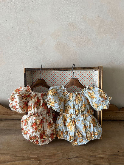 Baby Lala Floral Short Puff Sleeve Romper (0 - 18m) - 2 Colors kids outfit