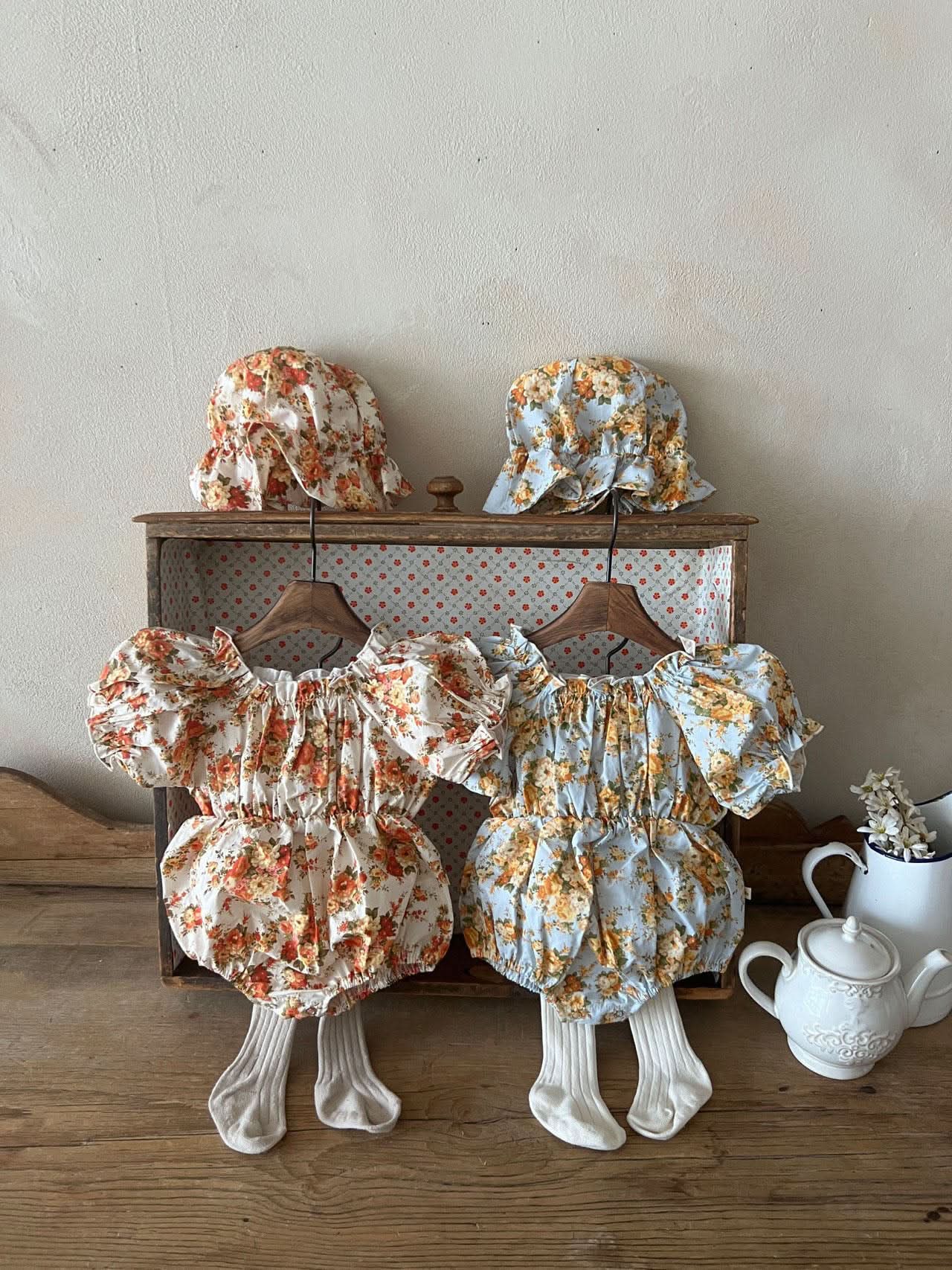 Baby Lala Floral Short Puff Sleeve Romper (0 - 18m) - 2 Colors kids outfit