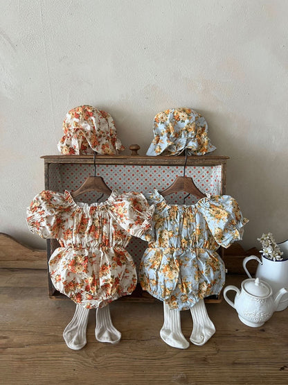 Baby Lala Floral Short Puff Sleeve Romper (0 - 18m) - 2 Colors kids outfit