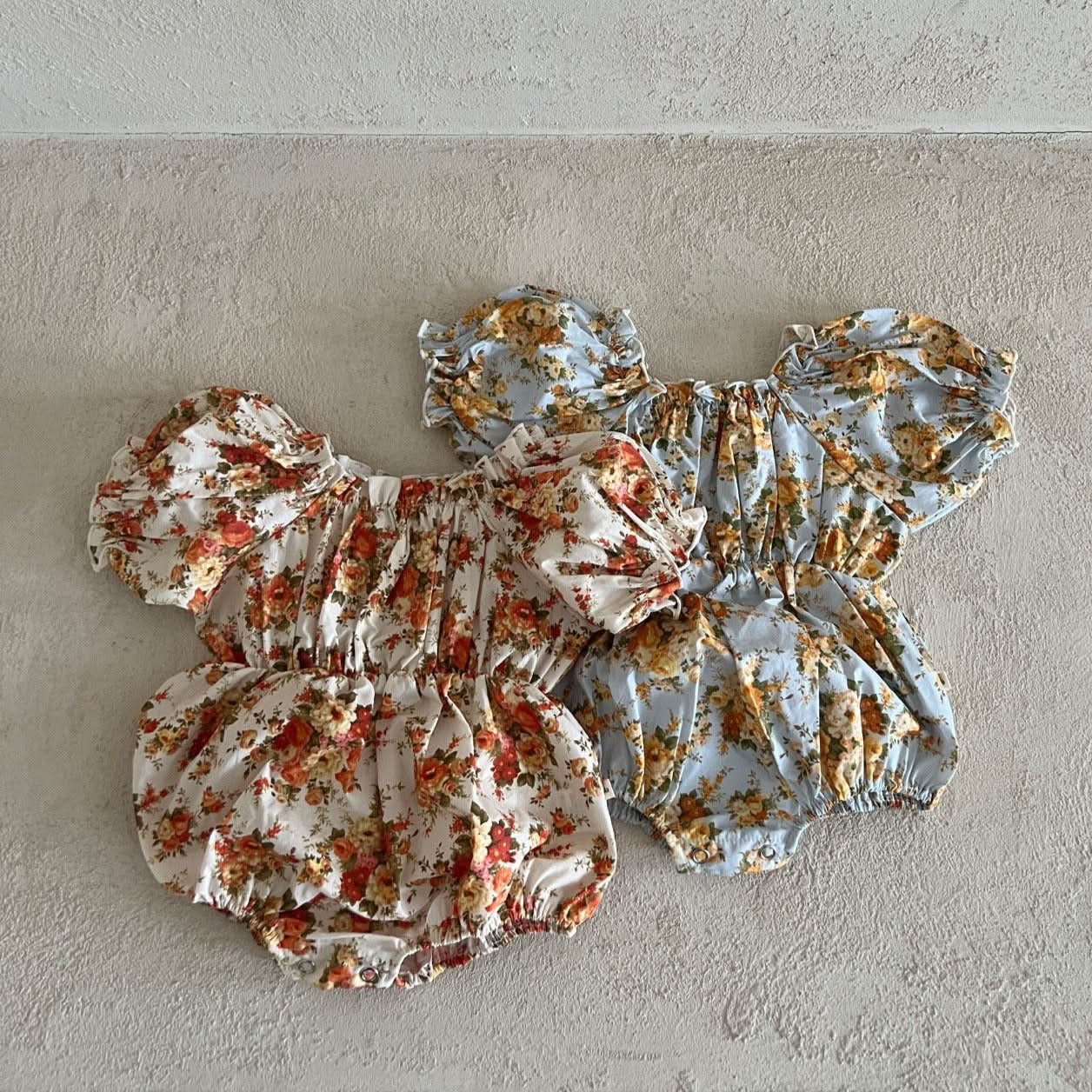 Baby Lala Floral Short Puff Sleeve Romper (0 - 18m) - 2 Colors kids outfit