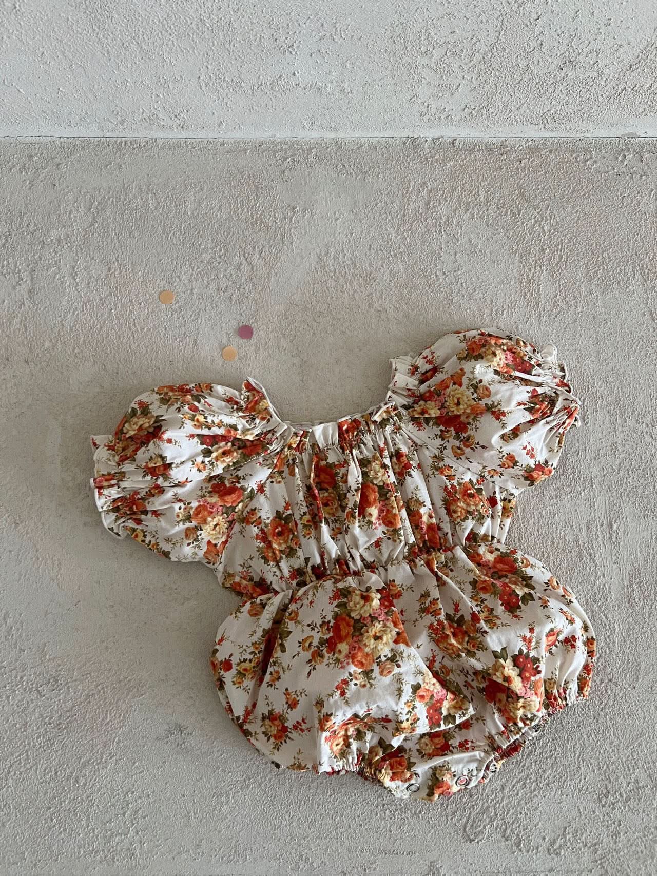 Baby Lala Floral Short Puff Sleeve Romper (0 - 18m) - 2 Colors kids outfit