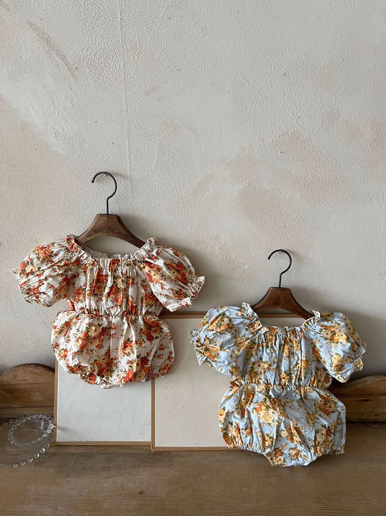Baby Lala Floral Short Puff Sleeve Romper (0 - 18m) - 2 Colors kids outfit