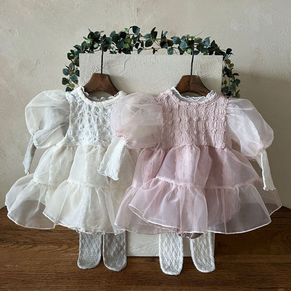 Baby Lala S25 Short Puff Sleeve Tutu Dress Romper (6 - 24m) - 2 Colors kids outfit