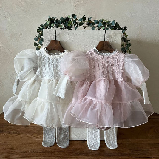 Baby Lala S25 Short Puff Sleeve Tutu Dress Romper (6 - 24m) - 2 Colors kids outfit