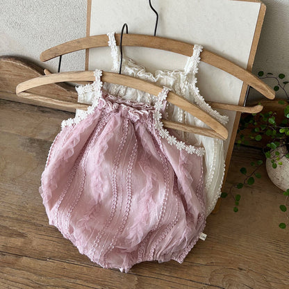 Baby Lala SS25 Flower Strap Lace Bubble Romper (6 - 24m) - 2 Colors kids outfit