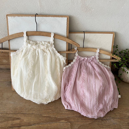 Baby Lala SS25 Flower Strap Lace Bubble Romper (6 - 24m) - 2 Colors kids outfit