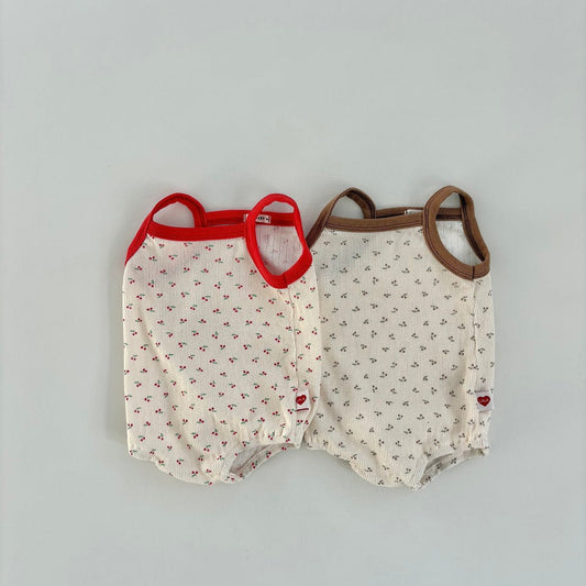 Baby Land SS26 Cherry All - Over Pointelle Sleeveless Bodysuit (4m - 18m) - 2 Colors - AT NOON STORE