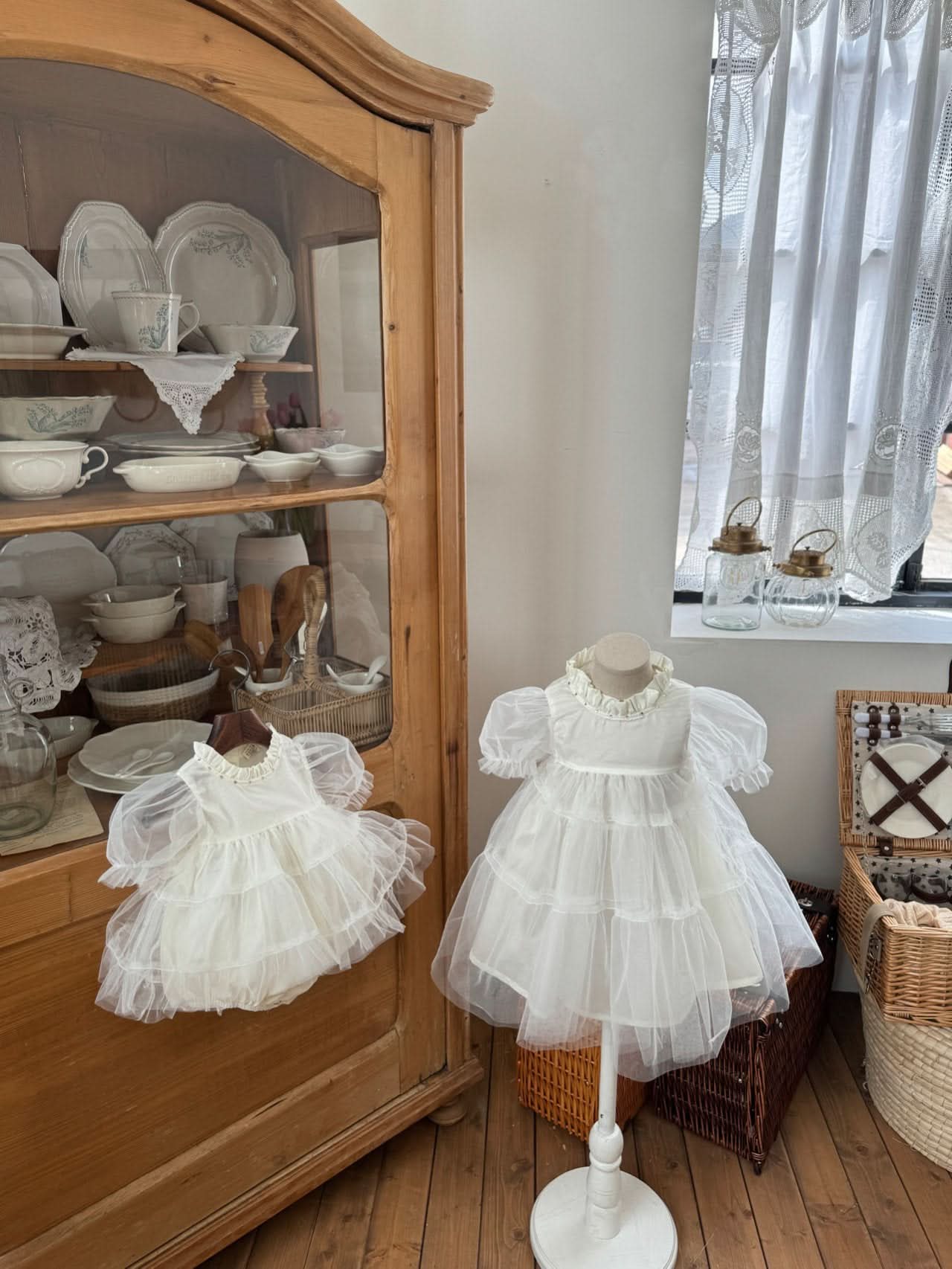 Baby Marron Short Puff Sleeve Tutu Dress Romper (3 - 23m) - 2 Colors kids outfit