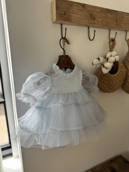 Baby Marron Short Puff Sleeve Tutu Dress Romper (3 - 23m) - 2 Colors kids outfit