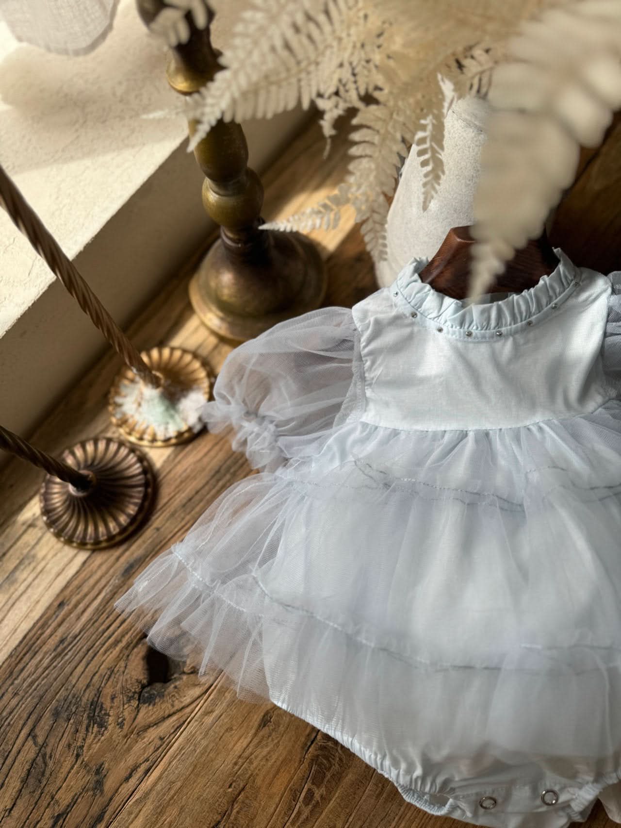 Baby Marron Short Puff Sleeve Tutu Dress Romper (3 - 23m) - 2 Colors kids outfit