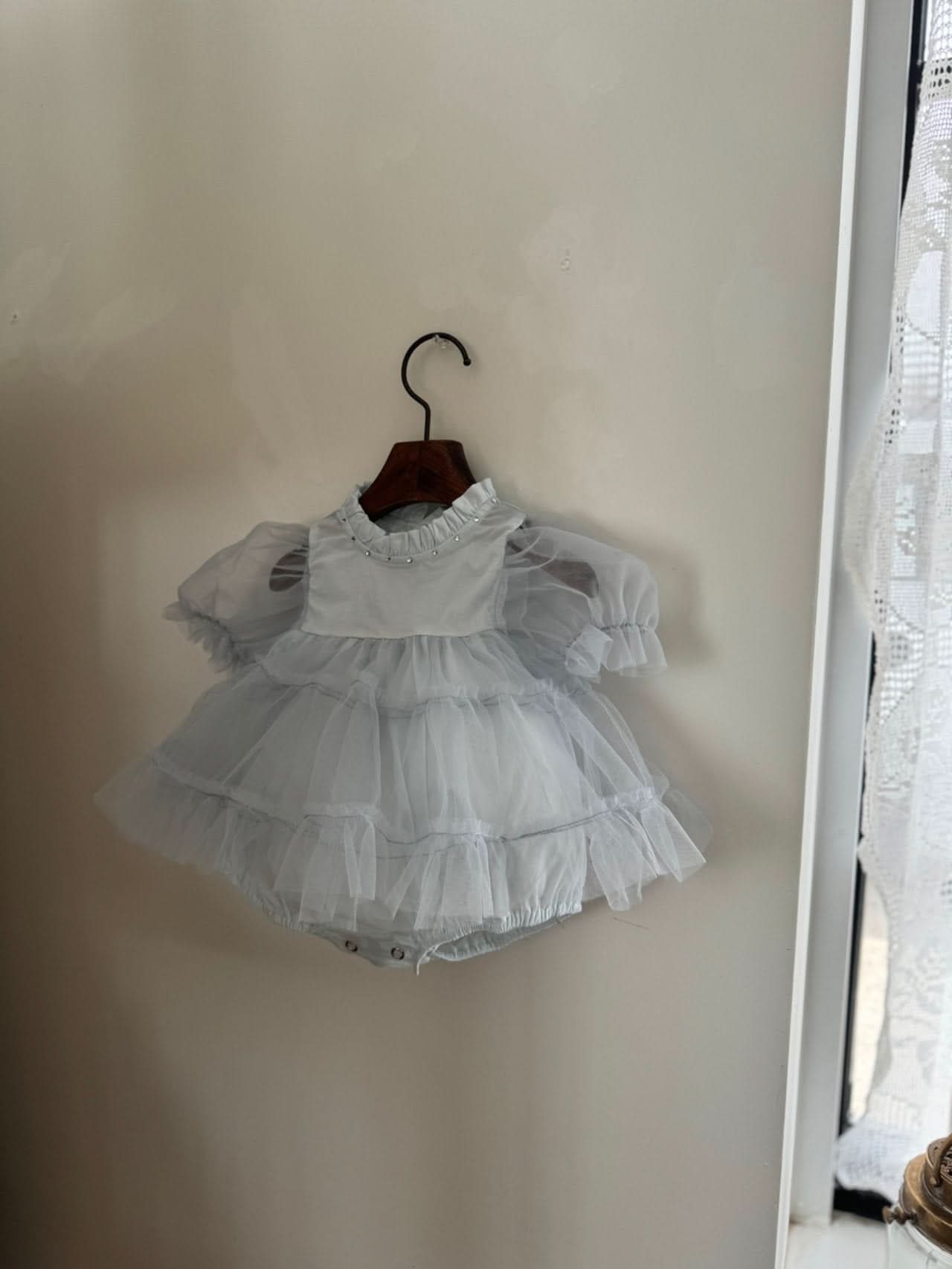 Baby Marron Short Puff Sleeve Tutu Dress Romper (3 - 23m) - 2 Colors kids outfit