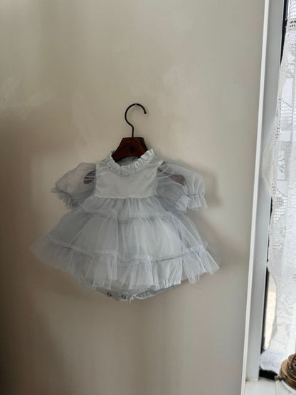 Baby Marron Short Puff Sleeve Tutu Dress Romper (3 - 23m) - 2 Colors kids outfit