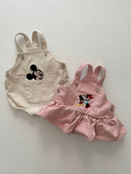 Baby Mickey and Minnie Embroidery Skirtalls (6m) - 2 Colors kids outfit