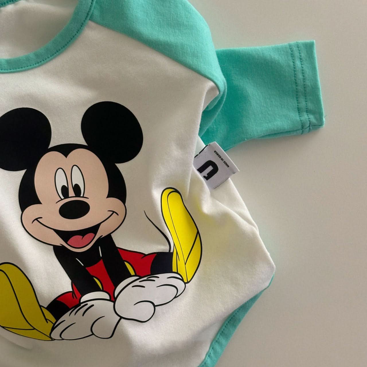 Baby Mickey Mouse Colorblock Raglan Romper (3 - 18m) - 2 Colors kids outfit