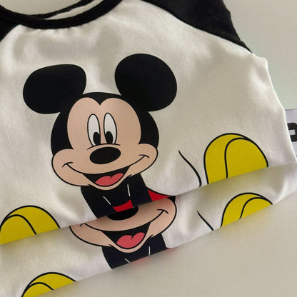 Baby Mickey Mouse Colorblock Raglan Romper (3 - 18m) - 2 Colors kids outfit