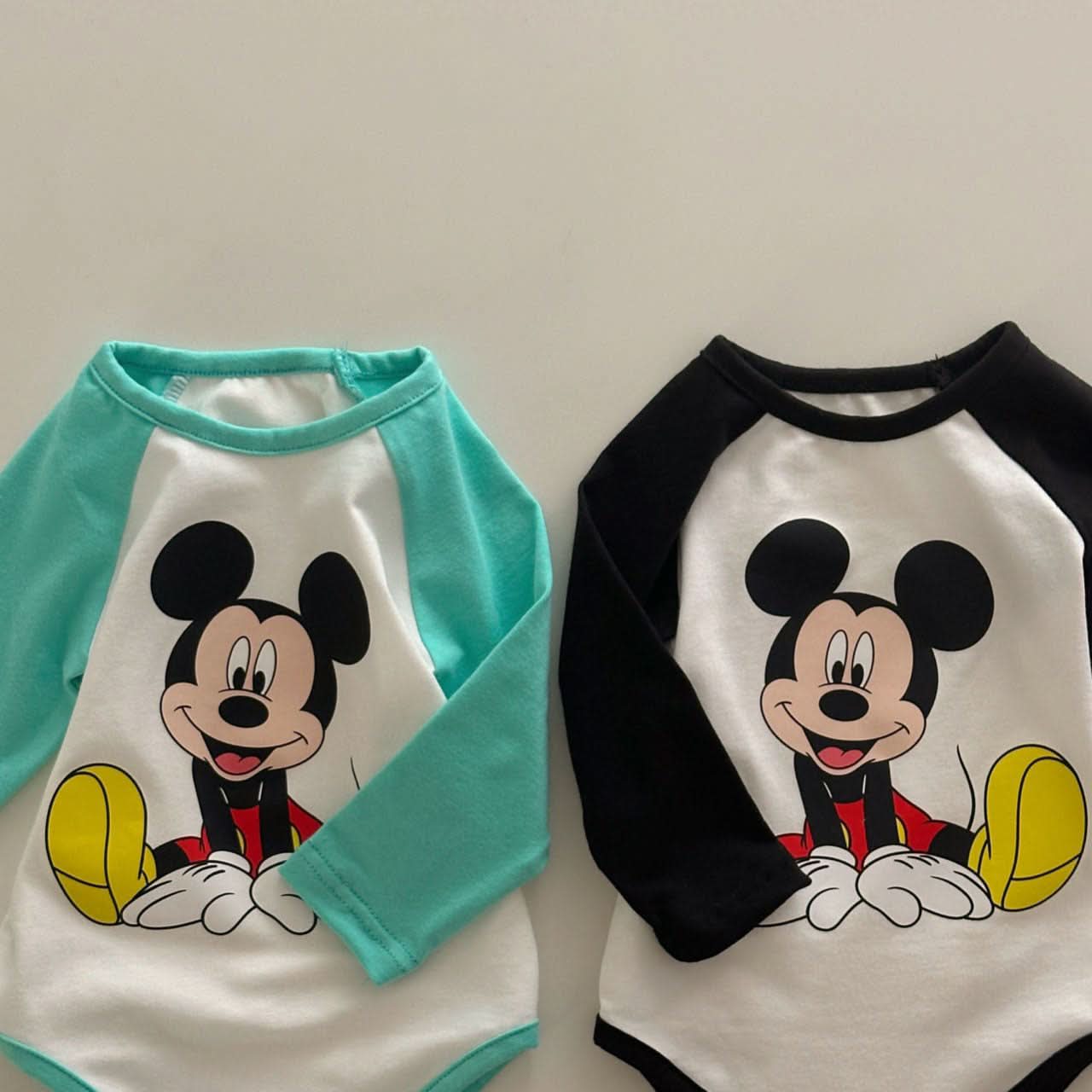 Baby Mickey Mouse Colorblock Raglan Romper (3 - 18m) - 2 Colors kids outfit