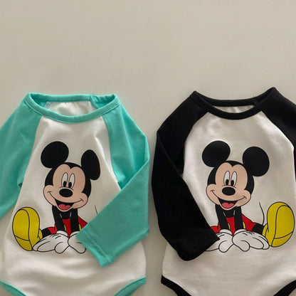 Baby Mickey Mouse Colorblock Raglan Romper (3 - 18m) - 2 Colors kids outfit
