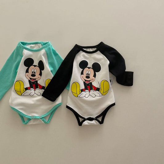 Baby Mickey Mouse Colorblock Raglan Romper (3 - 18m) - 2 Colors kids outfit
