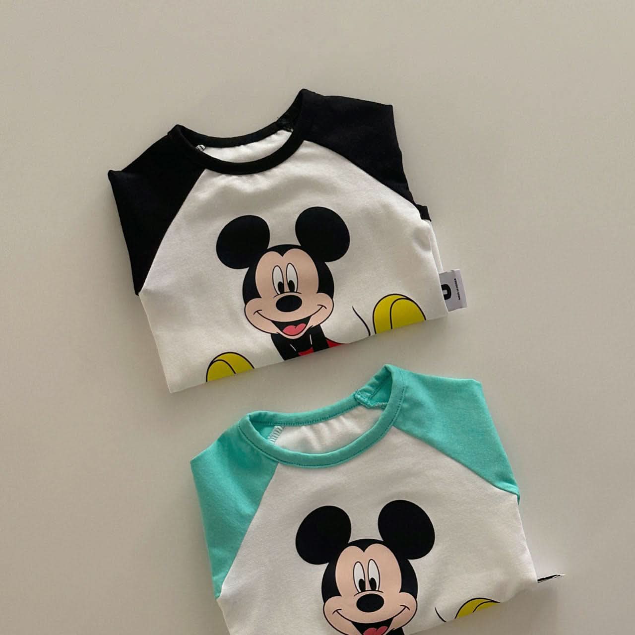 Baby Mickey Mouse Colorblock Raglan Romper (3 - 18m) - 2 Colors kids outfit