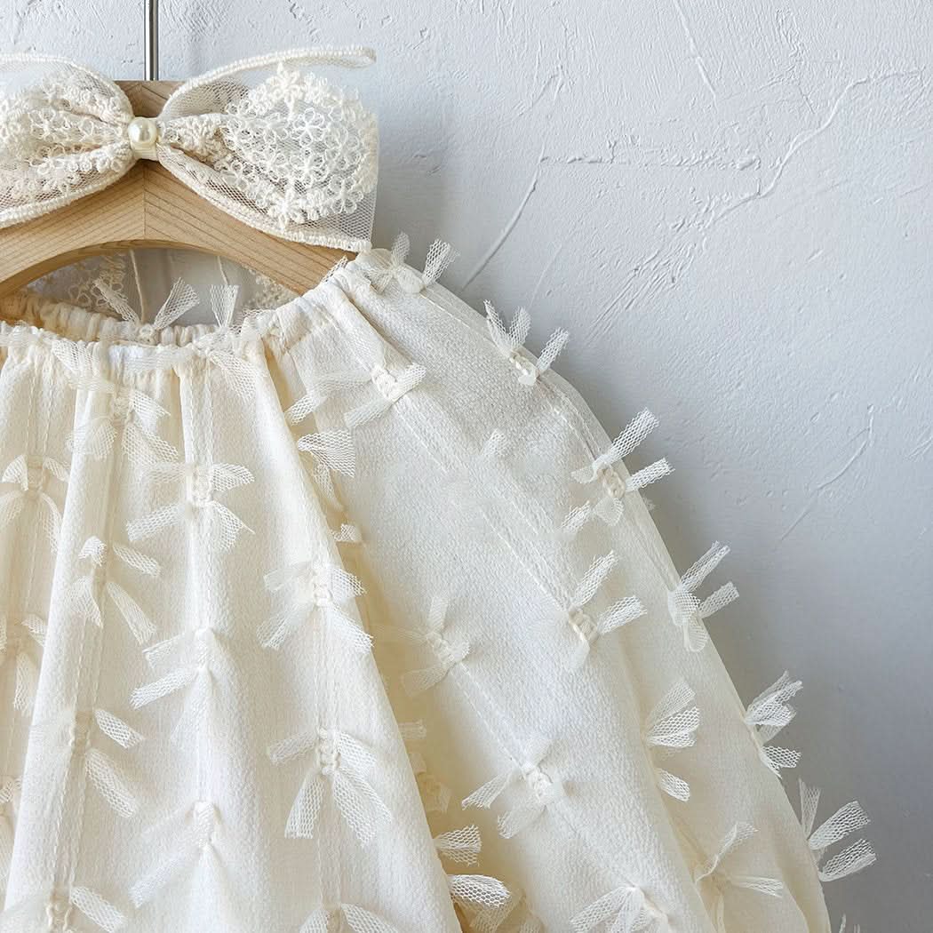 Baby Milk S25 3D Bows Lace Romper (3 - 18m) - Ivory kids outfit