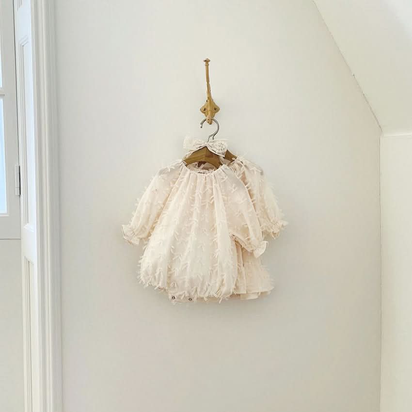 Baby Milk S25 3D Bows Lace Romper (3 - 18m) - Ivory kids outfit